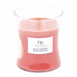 Woodwick Melon & Pink Quartz Mini Candle - Geurkaars -Flamingo Verkoop woodwick melon pink quartz mini candle geurskaars 2 3