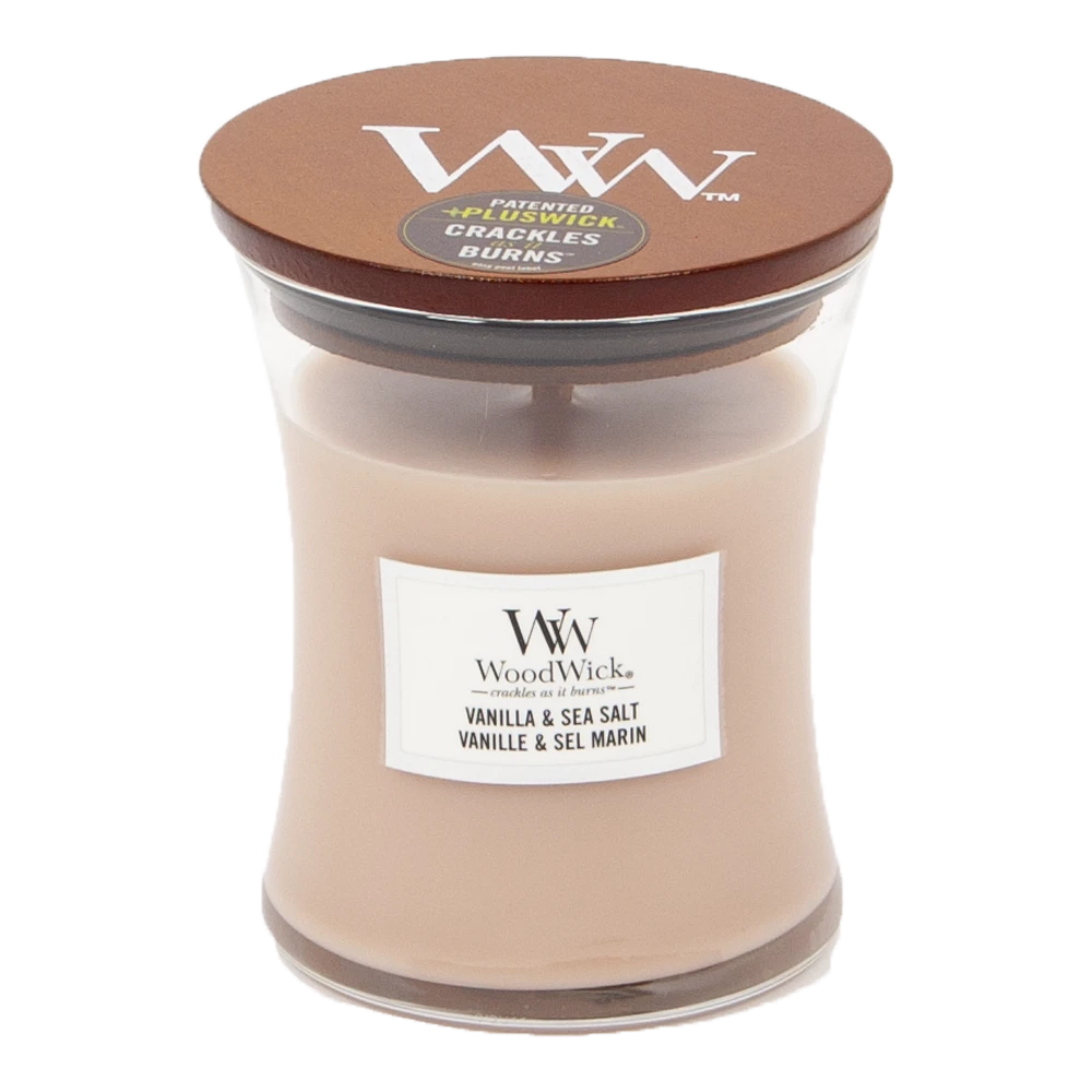 Woodwick Vanilla & Sea Salt Medium Candle - Geurkaars 3 Woodwick Vanilla & Sea Salt Medium Candle - Geurkaars